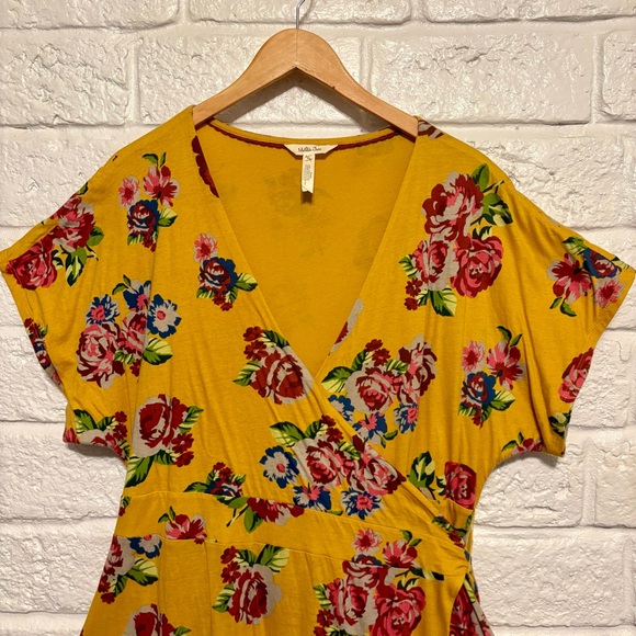 MATILDA JANE Yellow Red Floral Wrap Midi Dress Size XL - Picture 9 of 15